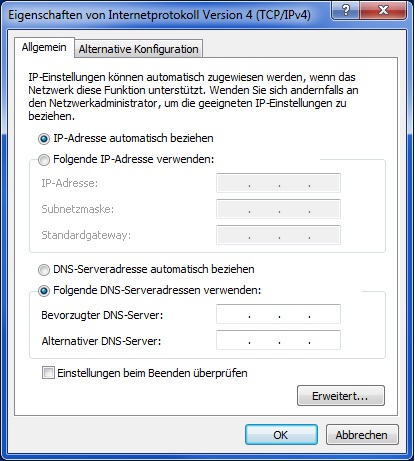 Win IPV4 mit SHCP